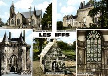 CPM Les Iffs Eglise Chateau de Montmuran Fontaine St Fiacre Pont levis 