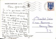 El recuerdo de la POSTAL de la VENDIMIA de amarra del castillo de Bretana de Labordais temblo calle de la ruda de Guer Crepeneuc de la estacion