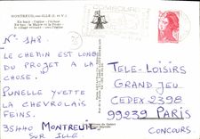 MODERN CARD Montreuil On Ille Eglise Locks Town hall and Station