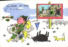 VINTAGE POSTCARD hunting is good has Pont Rean Chasseur Wild boar Dog Rabbits