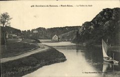 Los alrededores de la POSTAL de la VENDIMIA de Rennes Rean tienden un puente sobre el valle del barco de Boel