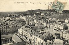 VINTAGE POSTCARD Redon Panoramic View taken the Tower Train Parks