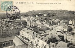 CPA Redon Vue panoramique prise de la Tour Train Gare