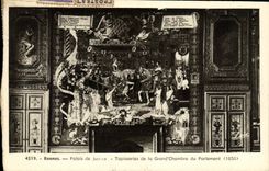 VINTAGE POSTCARD Rennes Law courts Tapestries of Large the Room of the Parliament