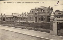 VINTAGE POSTCARD Rennes the New Medical school and of Pharmacy