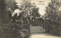 VINTAGE POSTCARD Rennes in Thabor Small Rustic Bridge Children