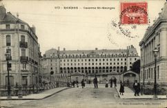 CPA Rennes Caserne St Georges Militaria