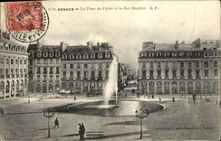 VINTAGE POSTCARD Rennes the Place of the Palate and the street Bourbon