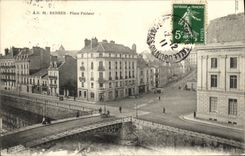 VINTAGE POSTCARD Rennes Places Pasteur