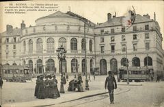 VINTAGE POSTCARD Rennes the Theater destroyed by a fire on February 20th  1856 Tram Menier chocolate