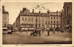 VINTAGE POSTCARD Rennes a corner of the Place of the Town hall and street D Estrees