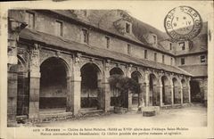 VINTAGE POSTCARD Rennes Cloister of Melaine Saint in L abbey Sainte Melaine conventual House of the Benedictines