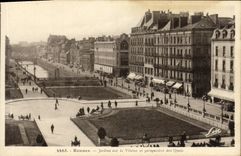 CPA Rennes Jardins sur la Vilaine et perspective des Quais