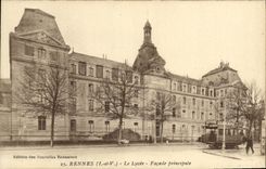 VINTAGE POSTCARD Rennes the College Principal Frontage Tram