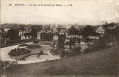 VINTAGE POSTCARD Rennes Seen from of the Cascade of Thabor