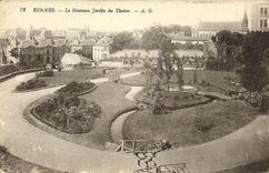VINTAGE POSTCARD Rennes Noveau Garden of Thabor