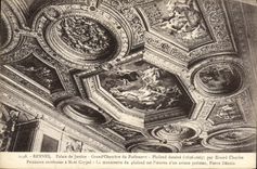 VINTAGE POSTCARD Rennes Large Law courts Room of the Parliament Ceiling draws by Errard Charles