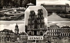 MODERN CARD Rennes Thabor the Holy Palate Georges the Cathedral Town hall the theater