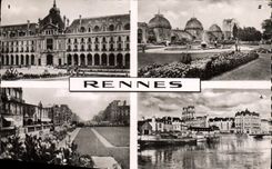 MODERN CARD Rennes Palate the Commercial English Garden of Thabor and the Greenhouses Quays and the gardens on Unpleasant the New Bridge