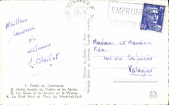 MODERN CARD Rennes Palate the Commercial English Garden of Thabor and the Greenhouses Quays and the gardens on Unpleasant the New Bridge