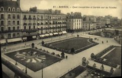 VINTAGE POSTCARD Rennes Lamartine Quay and Jardin on the Unpleasant one