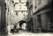 VINTAGE POSTCARD Rennes the Gate Mordellaise Bakery Huguet Cherel outputting