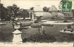 VINTAGE POSTCARD Rennes Botanical gardens greenhouses