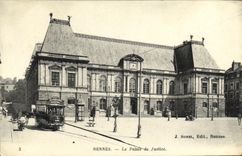 CPA Rennes Le Palais de Justice Tramway Quinquinha Raspail