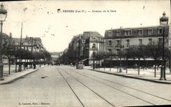 VINTAGE POSTCARD Rennes Avenue of the Station