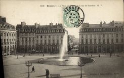 VINTAGE POSTCARD Rennes the Place of the Palate and the street of Bourbon