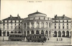 CPA Rennes Le Theatre Tramway Nouvelliste