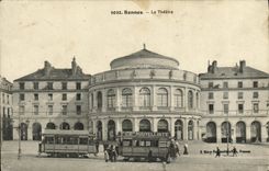 CPA Rennes Le Theatre Tramway Nouvelliste