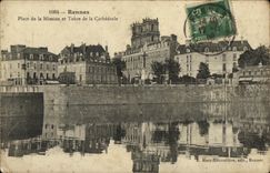 VINTAGE POSTCARD Rennes Places Mission and Tours of the Cathedral