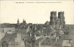 VINTAGE POSTCARD Rennes View L Church St Sanveur and the Tower of the Cathedral