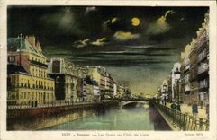 CPA Rennes Les quais au Clair de Lune