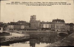 CPA Rennes Confluent de l Ille et de la villaine Place de la mission et gare des tramways