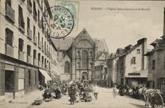 VINTAGE POSTCARD Rennes L Church German and Market