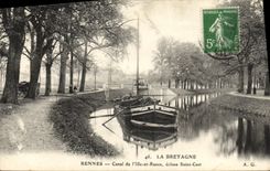 CPA Rennes Canal de L IIe et Rance Ecluse saint Cast peniche Bateau 