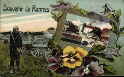 CPA Rennes Souvenir soldat Militaria Canon 