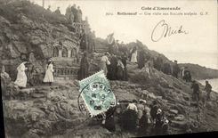 CPA Rotheneuf Une Visite aux Rochers Sculptes La Grotte