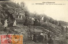 VINTAGE POSTCARD Rotheneuf a Visit with the Rocks Carve