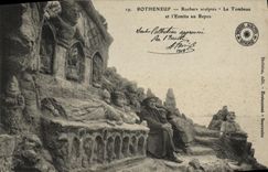 CPA Rotheneuf Rochers Sculptes l ermite le tombeau et l ermite au repos 