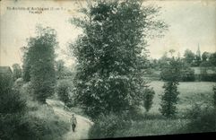 Paisaje santo de Aubin D Aubigne de la POSTAL de la VENDIMIA