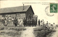 CPA St Aubin Du Cormier Au Camp de la Lande d Ouee Le poste de police Militaria TOP