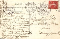 St Aubin de la POSTAL de la VENDIMIA de la vuelta y de L iglesia de Cormier