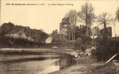 CPA St Aubin Du Cormier Le Vieux Chateau et l Eglise