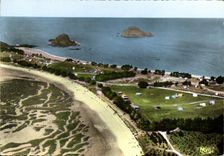 POSTAL MODERNA sitio para acampar santo del culombio de la playa de Guimorais de Chevrets