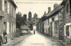 St Aubin de la POSTAL de la VENDIMIA de Cormier la calle de Garenne y de L iglesia