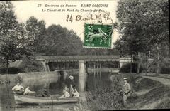 Alrededores de la POSTAL de la VENDIMIA de Rennes santo Gregorio el canal y el puente del ferrocarril