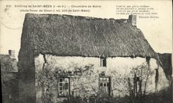 Los alrededores de la POSTAL de la VENDIMIA Saint de Meen cubrieron con paja la cabana del camino del situee de Botrel de Dinan